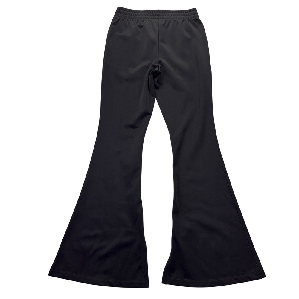 Adidas Track Pants Womens Medium Black Gold Flared Split Hem Trefoil Originals - Picture 7 of 12